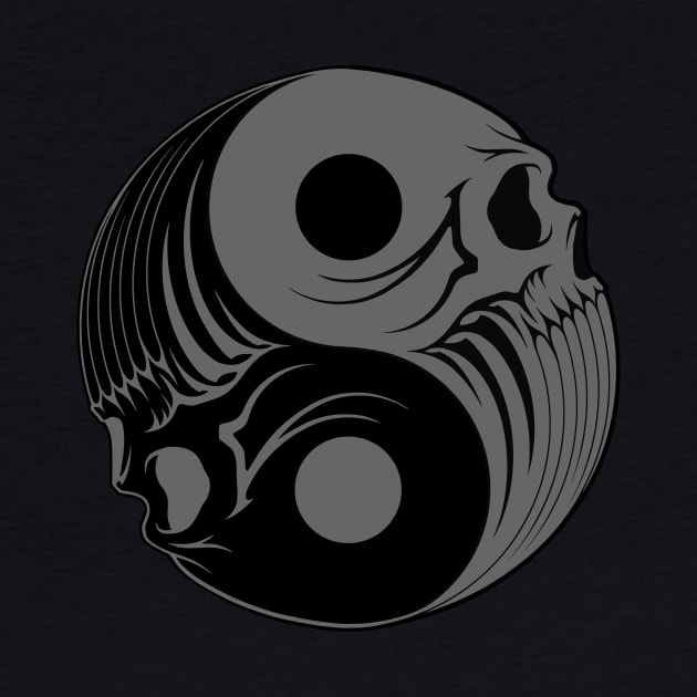 Grey and Black Yin Yang Skulls by jeffbartels
